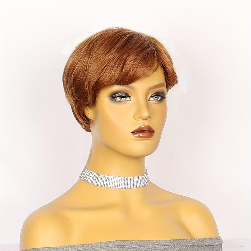 Short Straight Synthetic Wig With Bangs for Halloween Cosplay