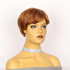 Short Straight Synthetic Wig With Bangs for Halloween Cosplay