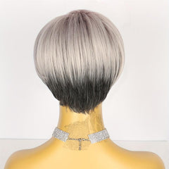 Short Straight Synthetic Wig With Bangs for Halloween Cosplay