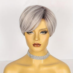 Short Straight Synthetic Wig With Bangs for Halloween Cosplay