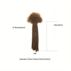 Dreadlock Braids Hair Pieces Human Hair Crochet Extensions 10 Strands Pack