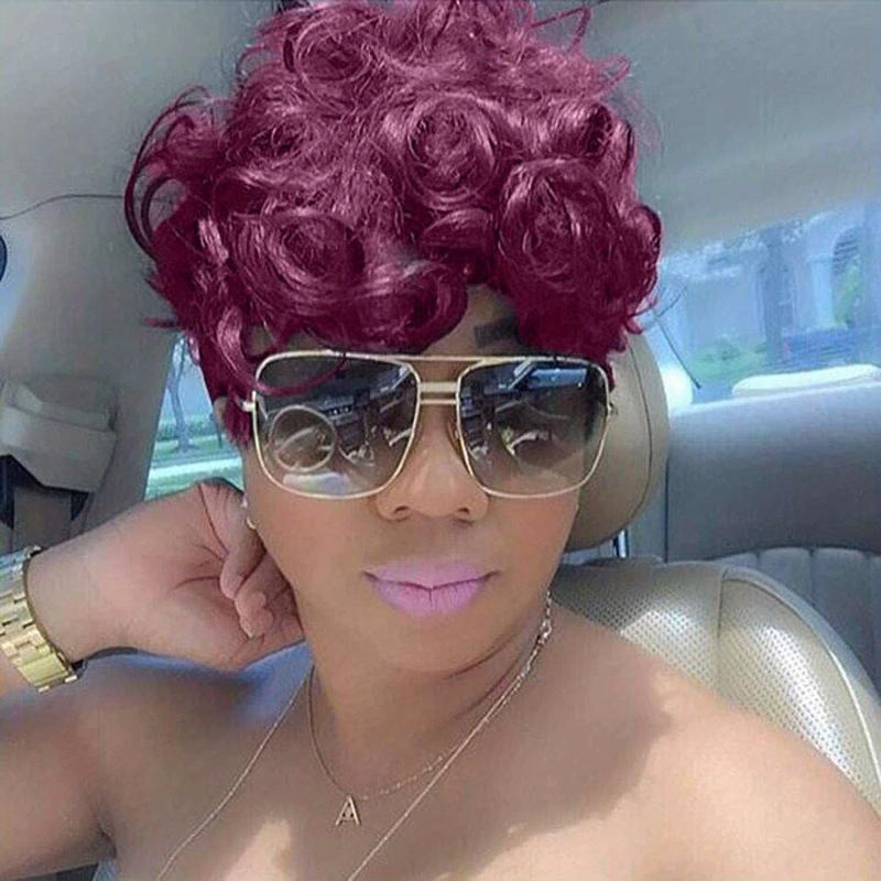 15 24 Cm Short Wavy Hair Wigs For Women Short Curly Pixie Cut Wigs With Bangs