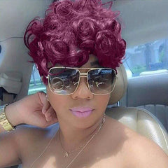 15 24 Cm Short Wavy Hair Wigs For Women Short Curly Pixie Cut Wigs With Bangs