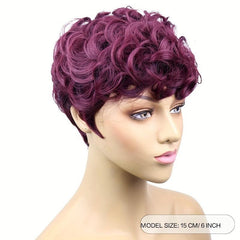 15 24 Cm Short Wavy Hair Wigs For Women Short Curly Pixie Cut Wigs With Bangs