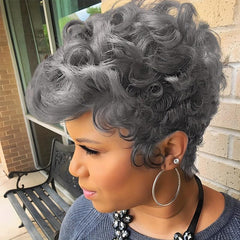 15 24 Cm Short Wavy Hair Wigs For Women Short Curly Pixie Cut Wigs With Bangs
