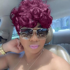 15 24 Cm Short Wavy Hair Wigs For Women Short Curly Pixie Cut Wigs With Bangs