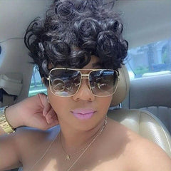 15 24 Cm Short Wavy Hair Wigs For Women Short Curly Pixie Cut Wigs With Bangs