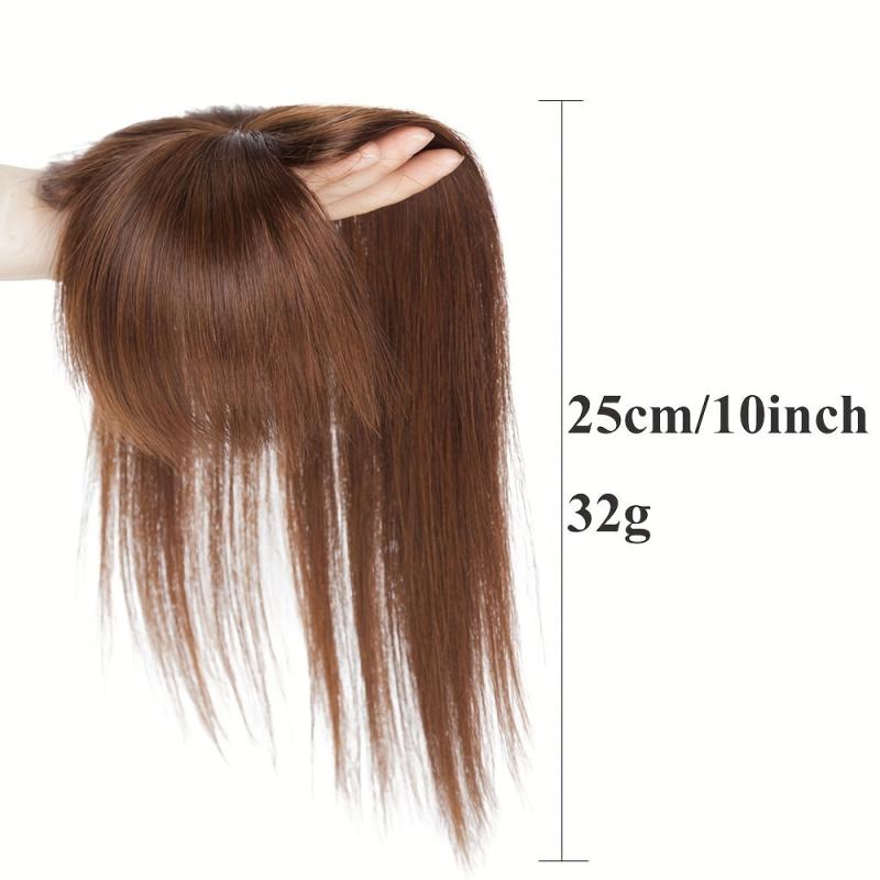 Human Hair Topper with Bangs 100% Real Human Hair for Thinning Loss Hair