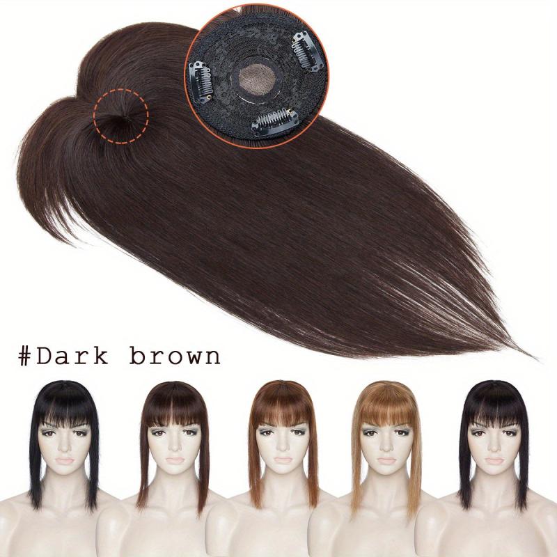 Human Hair Topper with Bangs 100% Real Human Hair for Thinning Loss Hair