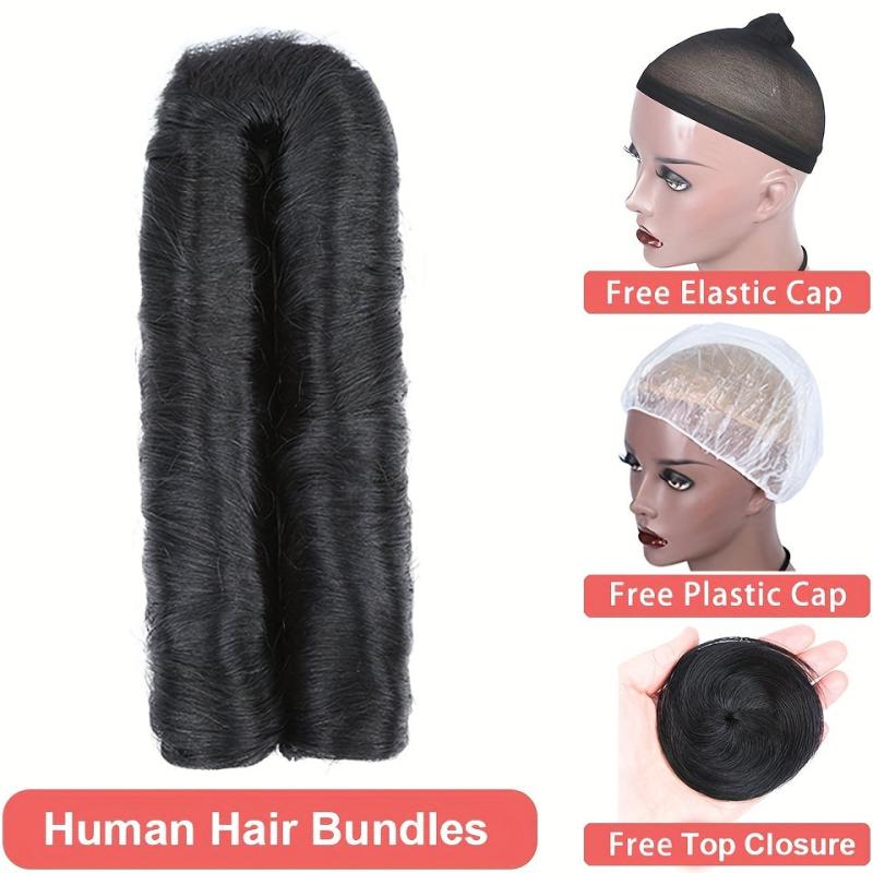Brazilian Short Human Hair Extensions 28PCS Bundle Pack with Closure