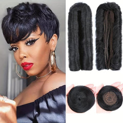 Brazilian Short Human Hair Extensions 28PCS Bundle Pack with Closure