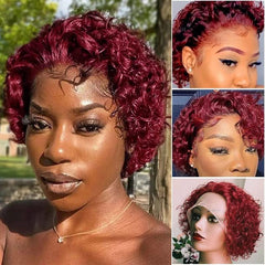 Short Curly Bob Wigs 150 Density Lace Front Wig