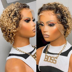 Short Curly Bob Wigs 150 Density Lace Front Wig