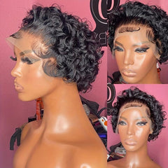 Short Curly Bob Wigs 150 Density Lace Front Wig