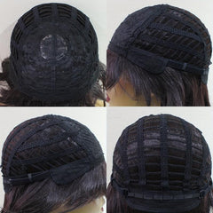 Layered Short Straight Synthetic Wig With Bangs & Wig Cap