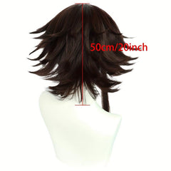 Layered Short Straight Synthetic Wig With Bangs & Wig Cap