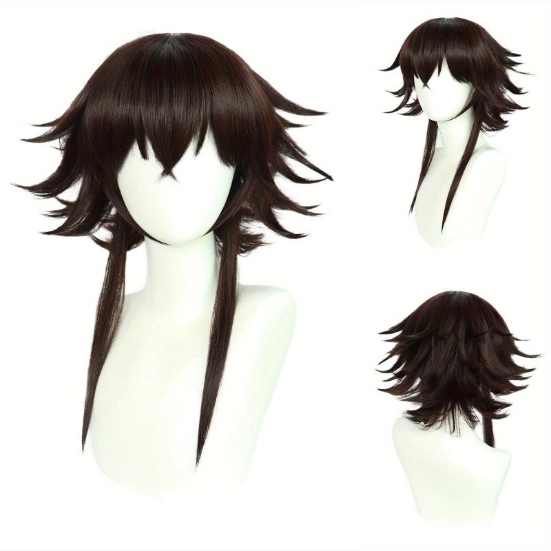 Layered Short Straight Synthetic Wig With Bangs & Wig Cap