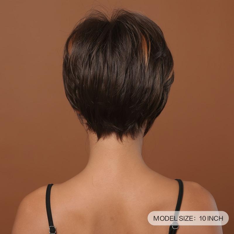 Brown and Blonde Short Bob Wig with Bangs Natural Hair Cosplay Wig