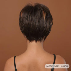 Brown and Blonde Short Bob Wig with Bangs Natural Hair Cosplay Wig