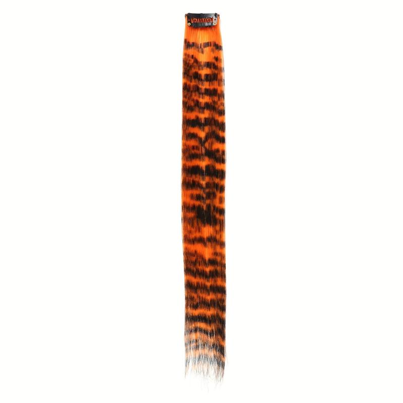 72 Cm Feather Print Clip On Hair Extensions Synthetic Straight