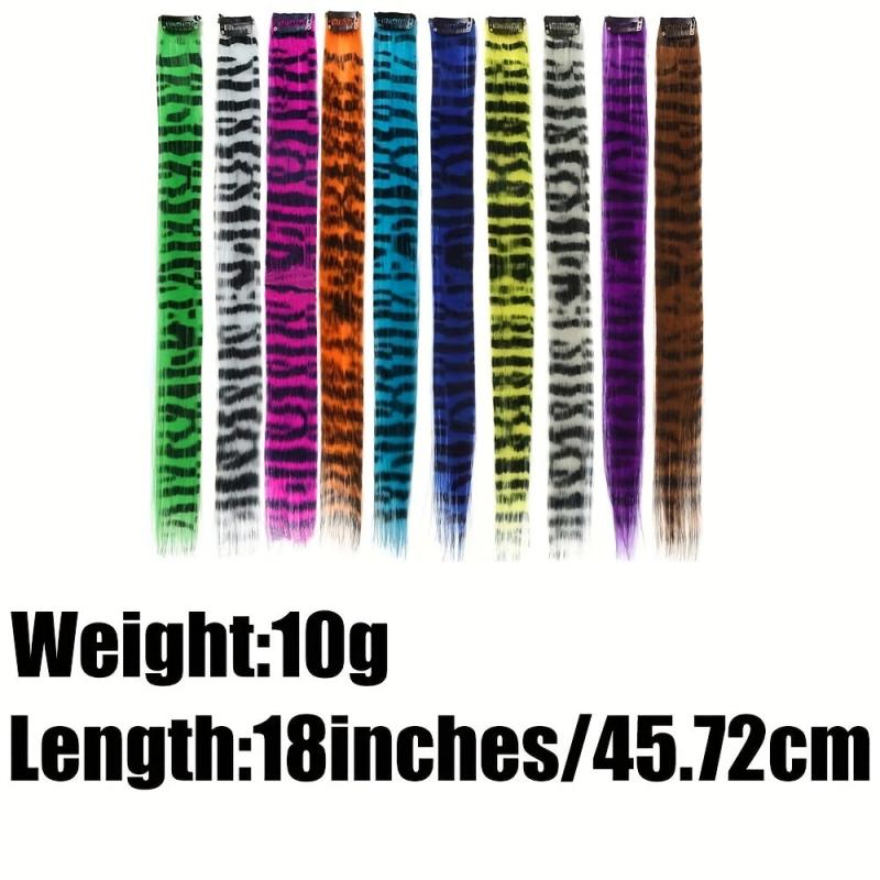 72 Cm Feather Print Clip On Hair Extensions Synthetic Straight