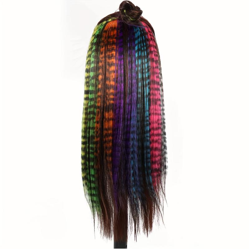72 Cm Feather Print Clip On Hair Extensions Synthetic Straight