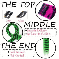 72 Cm Feather Print Clip On Hair Extensions Synthetic Straight