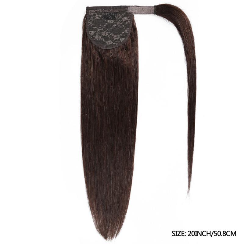 Straight Human Hair Ponytail Extensions Wrap Around Style