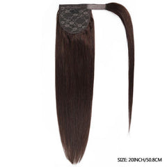 Straight Human Hair Ponytail Extensions Wrap Around Style
