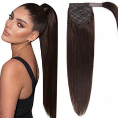 Straight Human Hair Ponytail Extensions Wrap Around Style