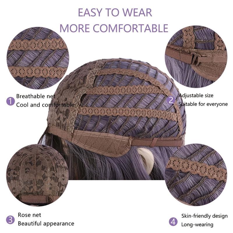 Ombre Purple Long Synthetic Wave Wigs Heat Resistant Cosplay Lolita