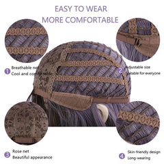 Ombre Purple Long Synthetic Wave Wigs Heat Resistant Cosplay Lolita