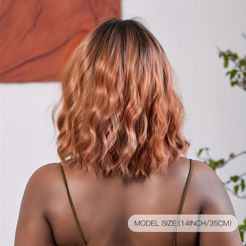 Short Bob Curly Wave Hair Wigs With Bangs Synthetic Hair for Women