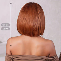25 4 Cm Synthetic Short Bob Straight Wigs With Bangs Hair Replacement Wigs