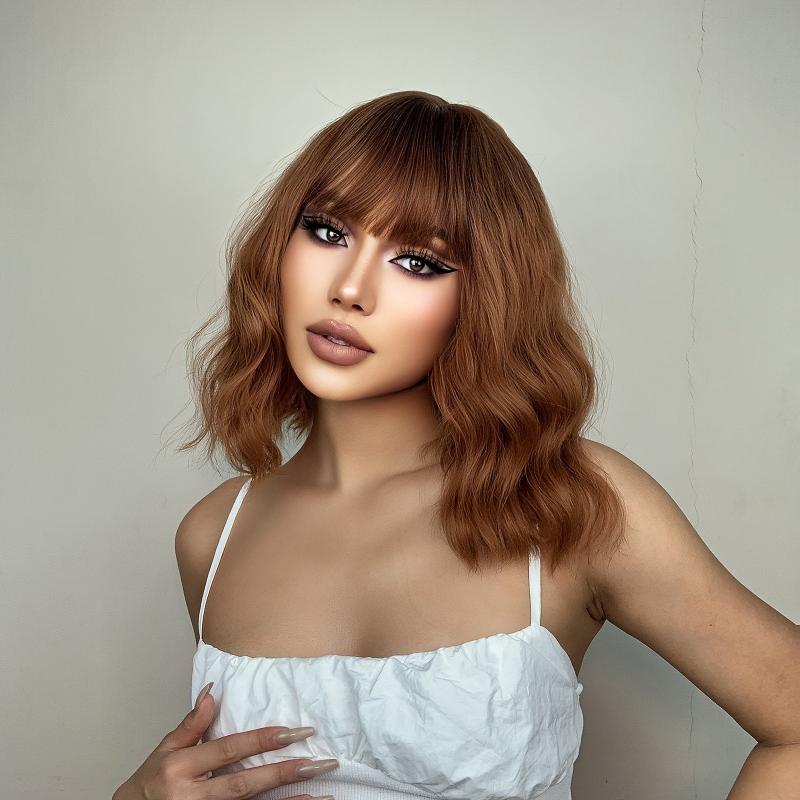 14inch Ombre Ginger Bob Wig With Bangs for Women