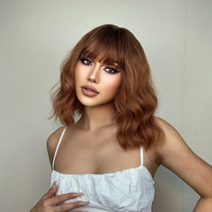 14inch Ombre Ginger Bob Wig With Bangs for Women