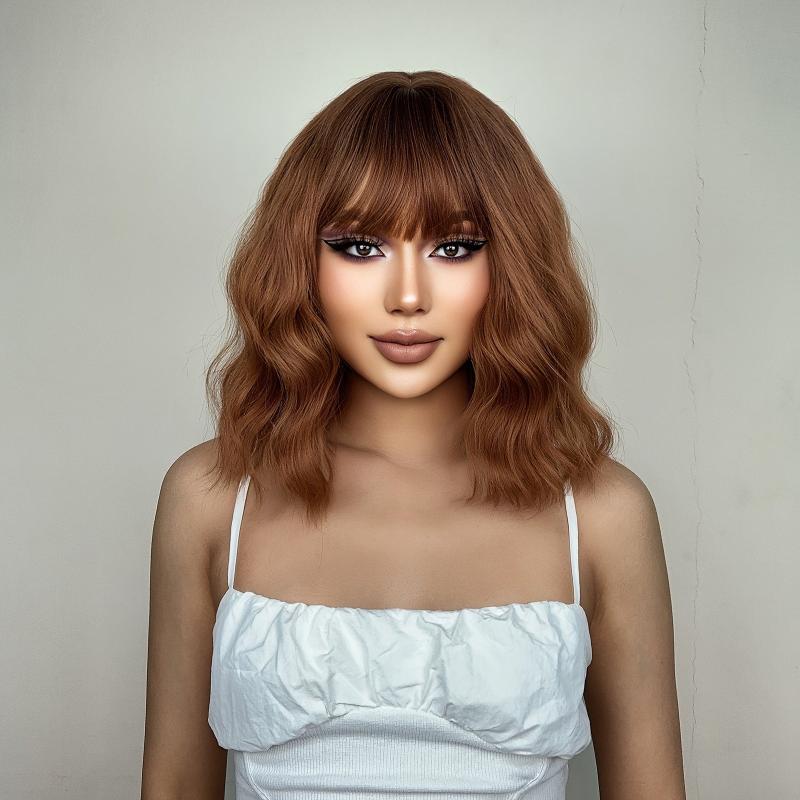 14inch Ombre Ginger Bob Wig With Bangs for Women