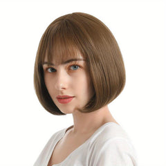 Colorful Short Bob Wig with Bangs Lace Front Synthetic Wig