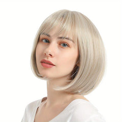 Colorful Short Bob Wig with Bangs Lace Front Synthetic Wig