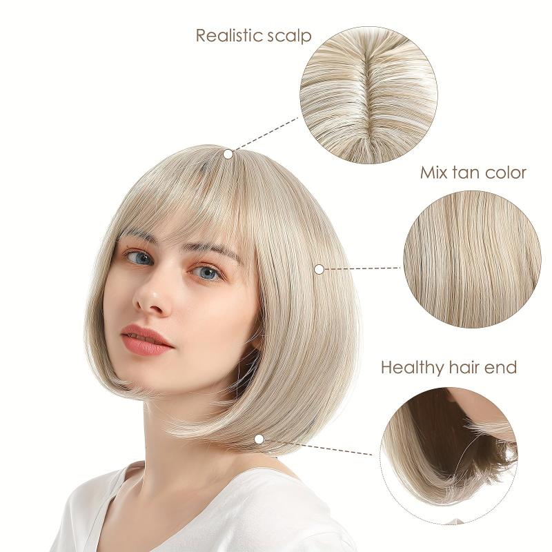 Colorful Short Bob Wig with Bangs Lace Front Synthetic Wig