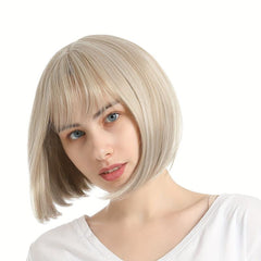 Colorful Short Bob Wig with Bangs Lace Front Synthetic Wig
