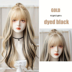 Blonde Synthetic Wig with Fluffy Bangs for Daily Wear
