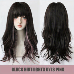 Blonde Synthetic Wig with Fluffy Bangs for Daily Wear