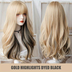 Blonde Synthetic Wig with Fluffy Bangs for Daily Wear