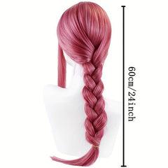 Pink Synthetic Twist Braid Hair Wig with Bangs for Women Cosplay 60-96cm