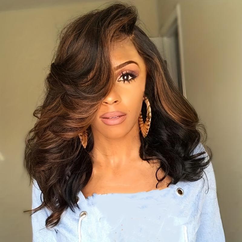 Short Bob Curly Wig No Lace Lady Side Part Synthetic Hair Wig