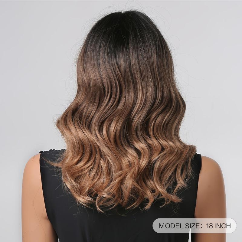 Short Curly Brown Ombre Bob Wig Middle Part