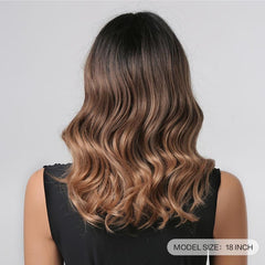 Short Curly Brown Ombre Bob Wig Middle Part