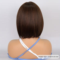 25 4 Cm Short Bob Wigs With Bangs Synthetic Machine Wigs For Women