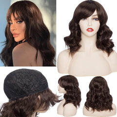 Pink Wavy Bob Wig with Bangs for Women - Cosplay Halloween Costume
